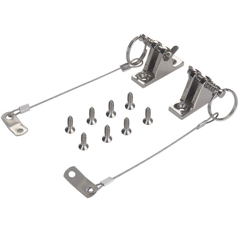 VTurboWay 2 Pack Bimini Top 90Â°Deck Hinge with Quick Release Pin w/Drop Cam & Spring & Lanyard Prevents Loss, 316 Stainless Steel - Image 1